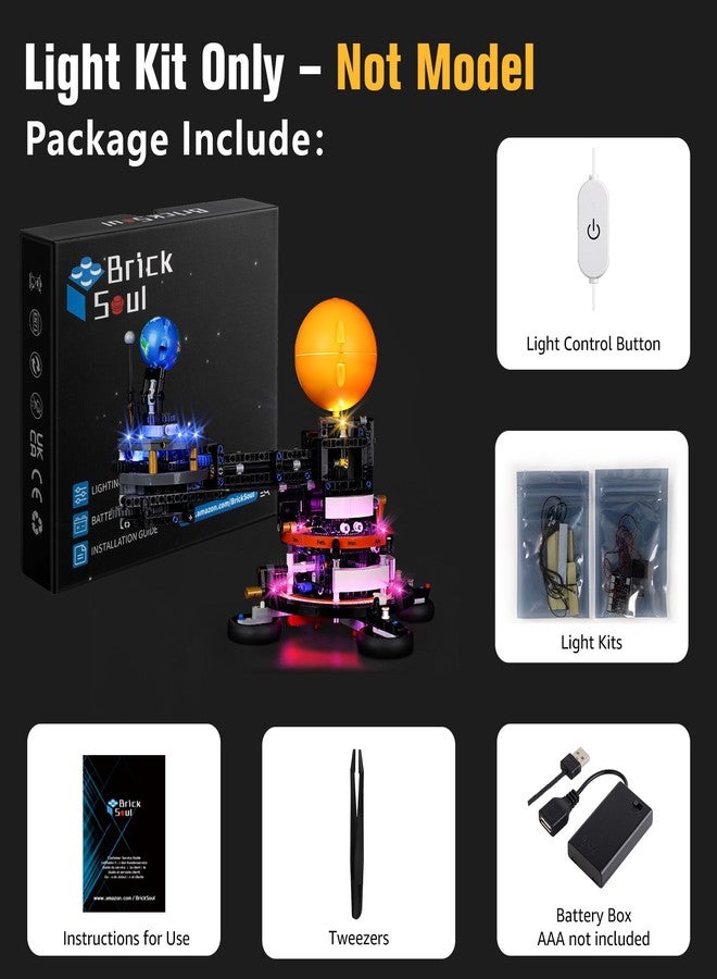 BrickSoul LED Light Up Kit Compatible with Lego Planet Earth and Moon in Orbit 42179 Building Set, Upgrade Wired Dimmable Lighting Accessories for Lego Fans, Not Included 42179 Mode - Image 2
